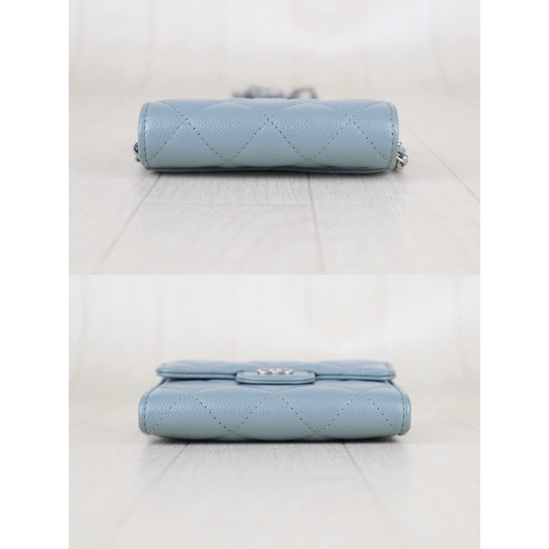 Include Entrupy Certificate of Authenticity｜Very Good ( Rank A)｜CHANEL Caviar Skin Chain Shoulder Bag Blue Made In 2020-2021Year｜S26072536