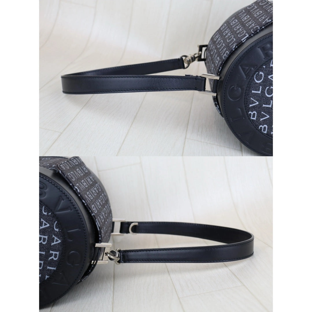 Very Good ( Rank A)｜ BVLGARI B-ZERO1 Logomania One Shoulder Bag Handbag Tubular Drum Denim Canvas Leather Black｜H24101003