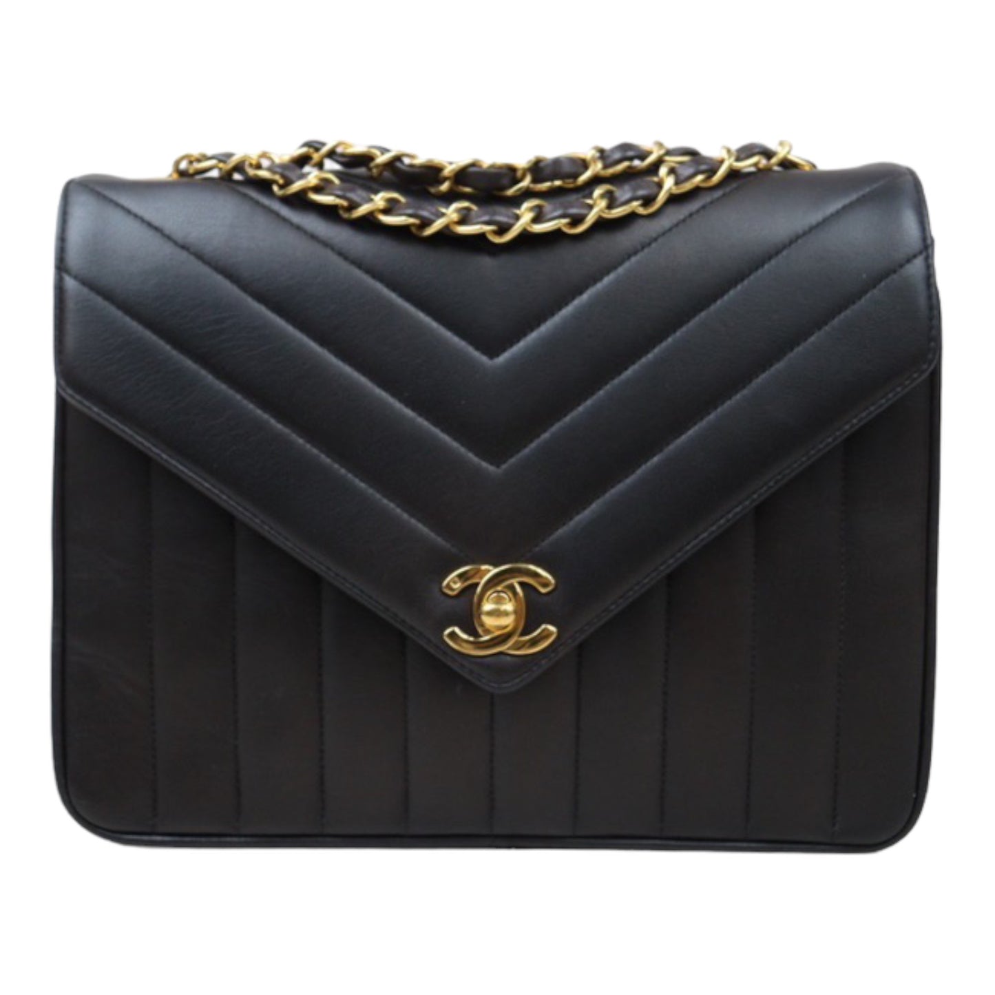 Rank AB｜ CHANEL Matrasse Lamb Skin Shoulder Bag Black  Made in 1991-1994 Year ｜Y24051709