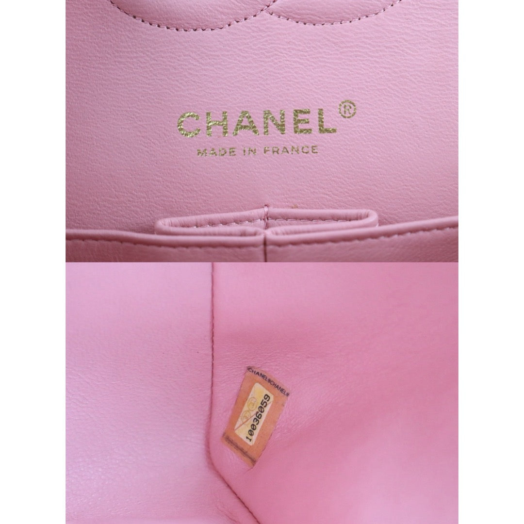 Include Entrupy Certificate of Authenticity｜Excellent（Rank SA）｜ CHANEL Caviar Skin Calf Leather Chain Double Flap 25 Shoulder Bag  Light Pink Made In 2005-2006Year｜S26083006