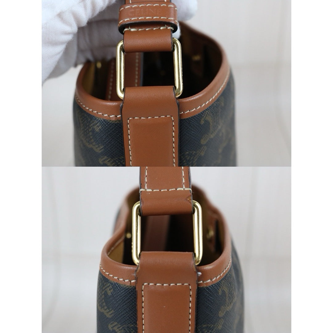 Include Entrupy Certificate of Authenticity｜Very Good ( Rank A)｜ Celine Triomphe Bucket Bag｜S26080604