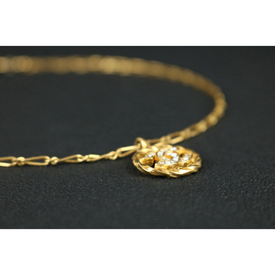Include Authentic Detective Certificate of Authenticity｜Very Good ( Rank A) ｜CHANEL Vintage COCO Mark Rhinestone Golden Necklace  Made In 1982Year｜Y26051526