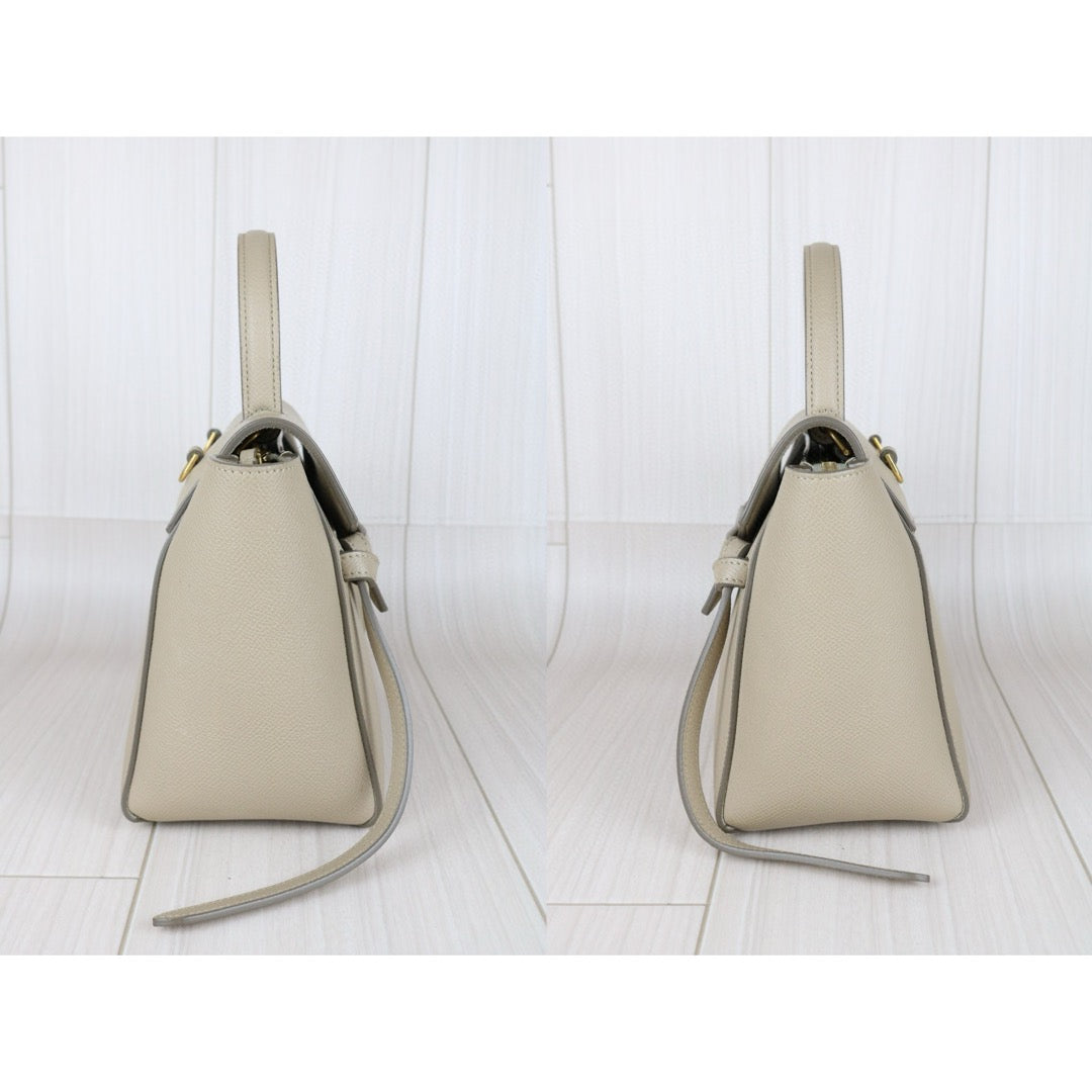 Very Good ( Rank A)｜CELINE Leather Calf Belt Nano Handbag Shoulder Bag Beige｜B25041506