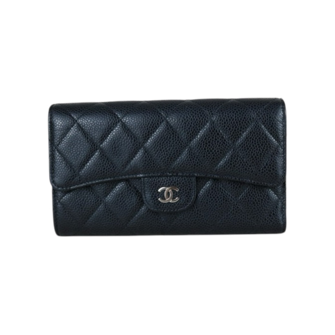Very Good ( Rank A) ｜CHANEL Caviar Skin Black Long Wallet Made In 2014 Year｜S25040706