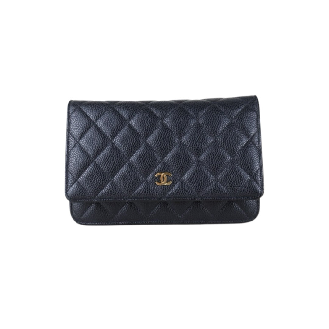 Include Entrupy Certificate of Authenticity｜Very Good ( Rank A)｜CHANEL Caviar Skin WOC Chain Bag Black Made In 2020-2021Year｜S26090402