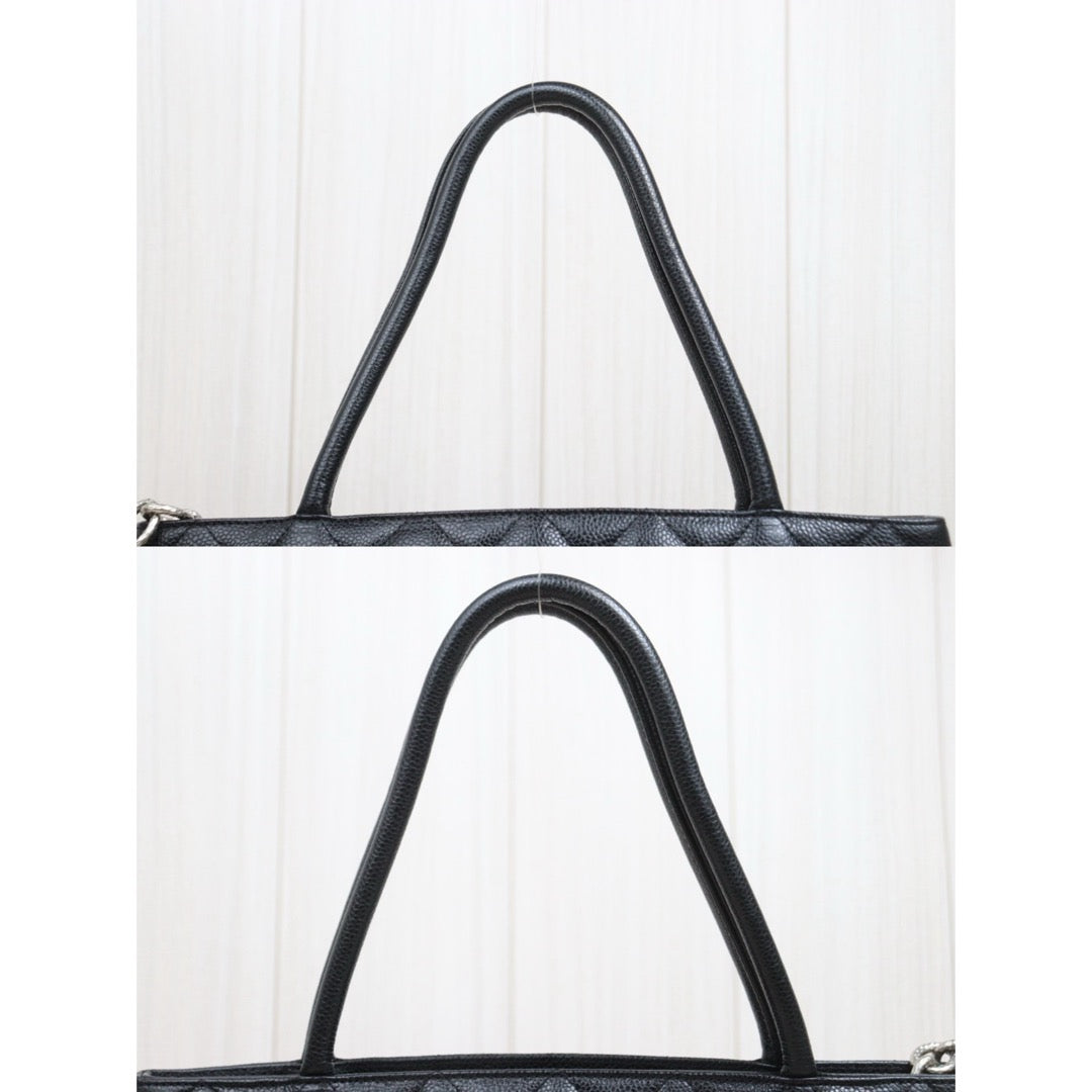 Include Entrupy Certificate of Authenticity｜Good ( Rank AB)｜ CHANEL Caviar Skin Calf Leather Tote Bag Black Made In 2000～2002Year｜26022001
