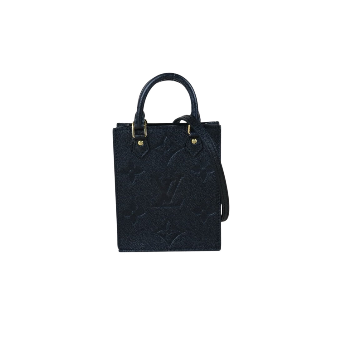 Include Entrupy Certificate of Authenticity｜Very Good ( Rank A)｜Louis Vuitton Monogram Empreinte Petit Sac Plat MINI Tote Bag Shoulder Bag Black IC Chips Model｜S26053006