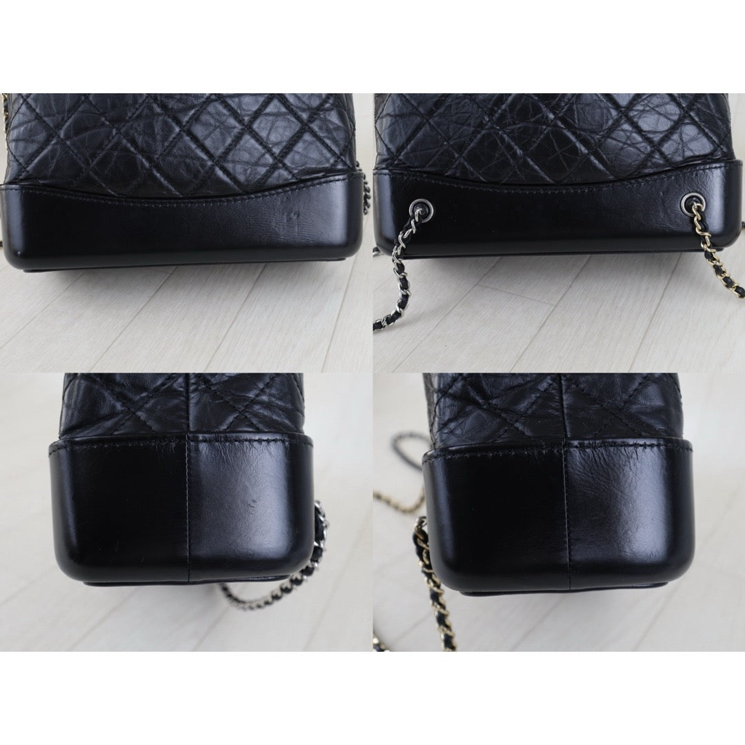 Include Entrupy Certificate of Authenticity｜Good ( Rank AB)｜ CHANEL Gabrielle Calfskin Chain Backpack MM Black Made In 2018-2019Year｜S26090733