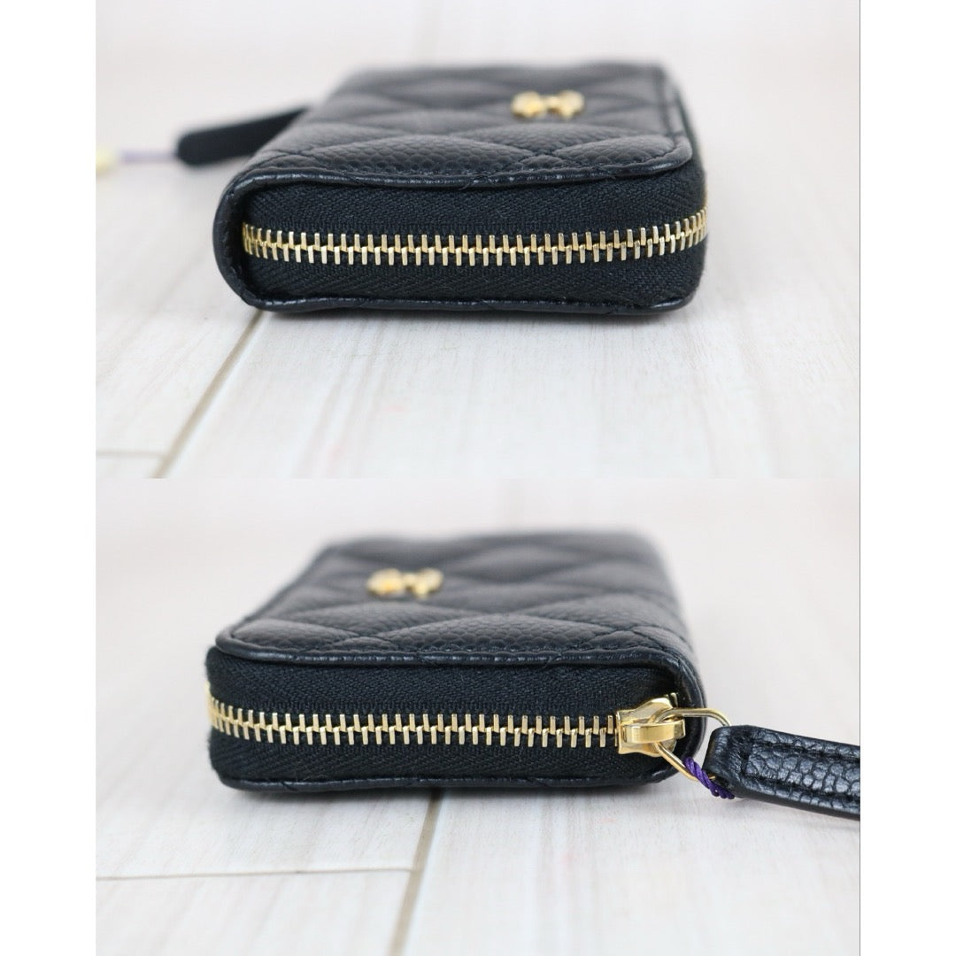 Include Entrupy Certificate of Authenticity｜Very Good ( Rank A)｜CHANEL Caviar Skin Black Zipper Wallet Made In 2018Year｜X26061803