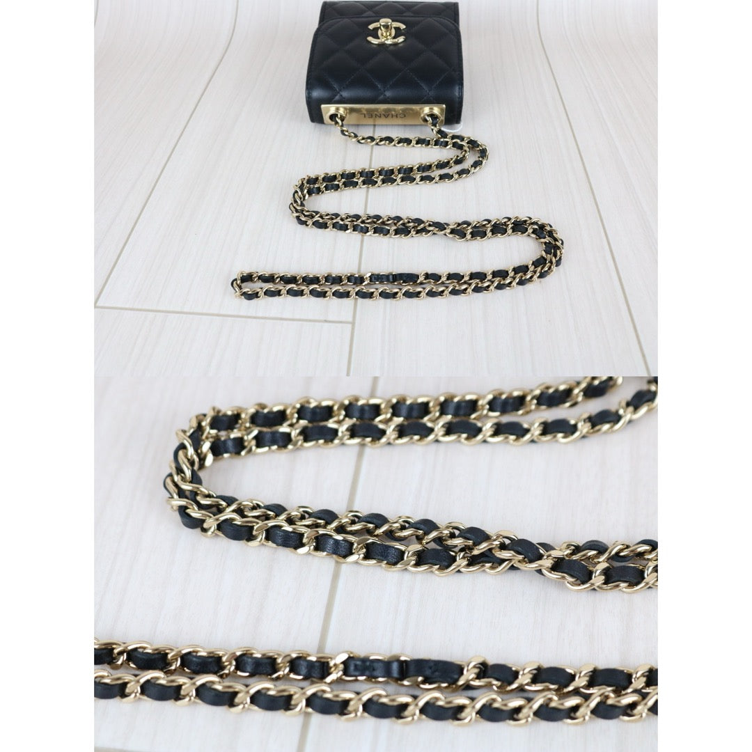 Very Good ( Rank A)｜ CHANEL Matelasse Chain Lamb Skin Trandy CC mini Box Black Made In 2019Year ｜W25081403