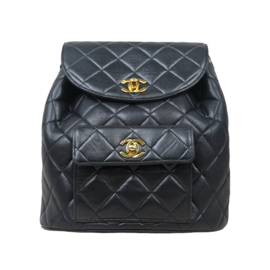 Good ( Rank AB)｜CHANEL  Lamb Skin Duma Backpack  Black Made in 1996-1997 Year｜P24092404