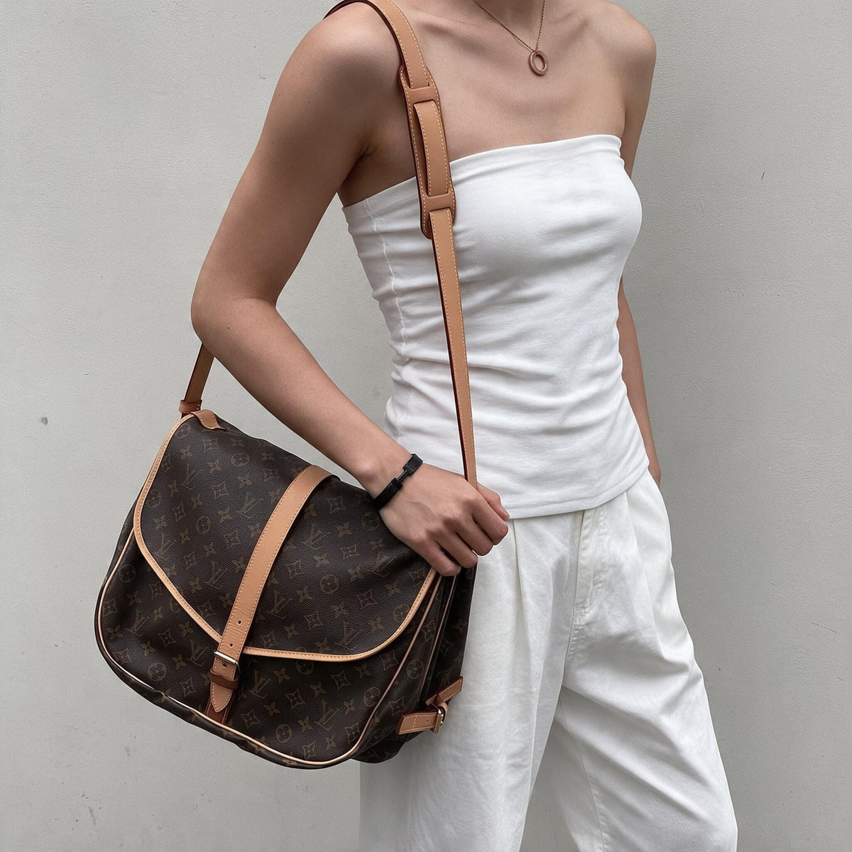 Include Entrupy Certificate of Authenticity｜Good ( Rank AB) ｜ Louis Vuitton Monogram Saumur 35 Shoulder Bag｜26101403