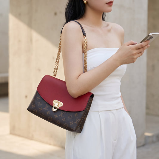 Include Entrupy Certificate of Authenticity｜Good ( Rank AB) ｜Louis Vuitton Monogram Sanit Placide Cerise Shoulder Bag ｜S26090728