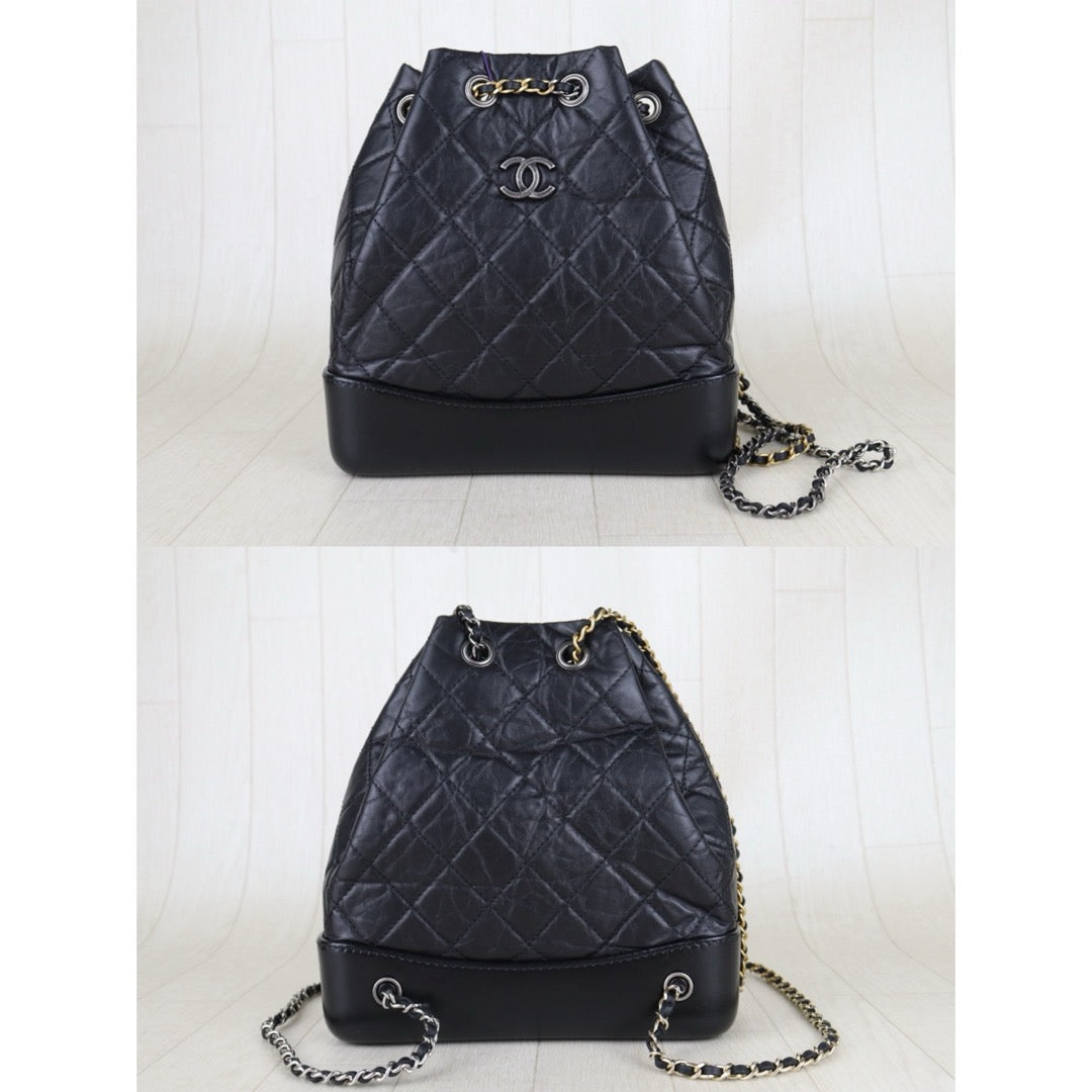 Include Entrupy Certificate of Authenticity｜Very Good ( Rank A)｜ CHANEL Gabrielle Calfskin Chain Backpack Black Made In 2017-2018Year｜S26072548