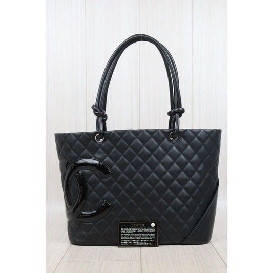 Very Good ( Rank A)| CHANEL Cambon Calf Leather So Black ToteBag Made In 2011Year|P25082710