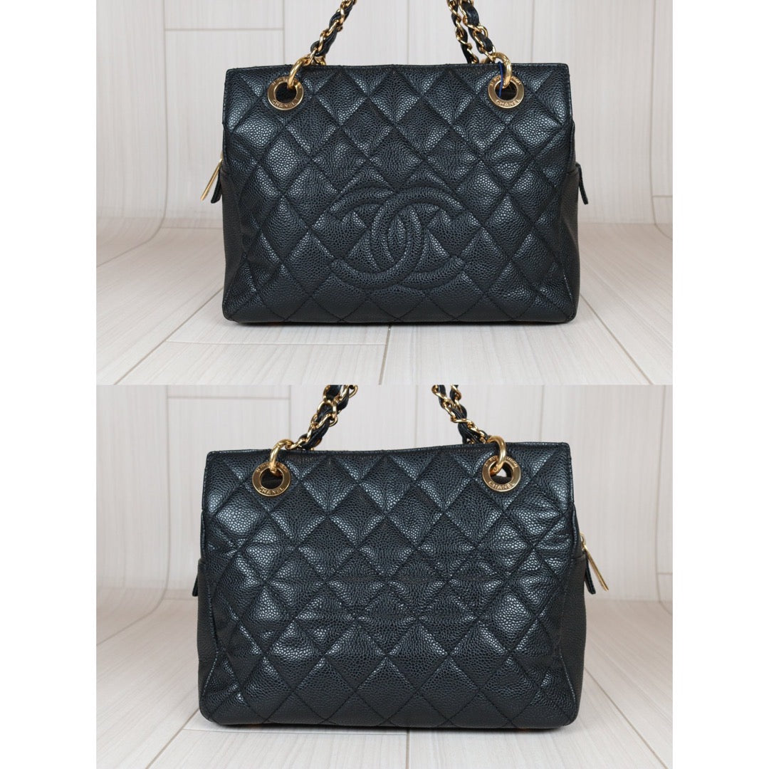 Good ( Rank AB)｜ CHANEL Matrasse Caviar Skin PTT Hand Bag  Black Made in 2010-2011Year｜S24070804