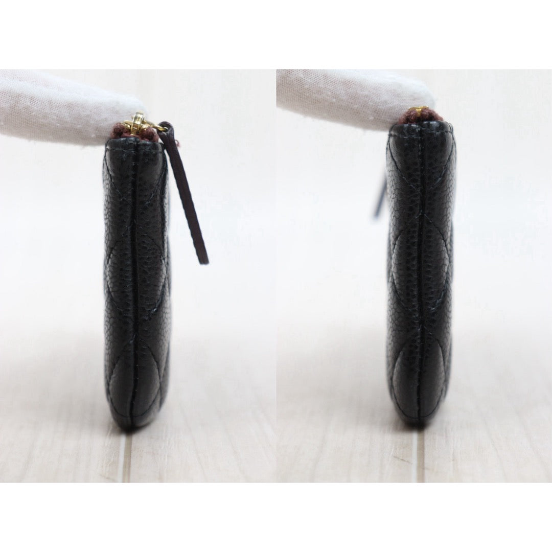 Very Good ( Rank A)｜CHANEL Caviar Skin Calf Leather Card Holder Black Made In 2013-2014Year｜S25110432