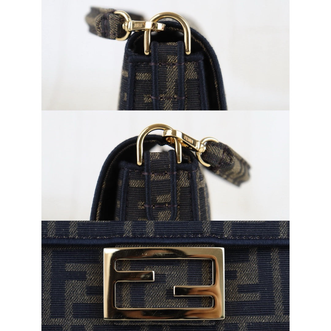 Excellent（Rank SA）｜FENDI Zucca Mamma Baguette Chain Shoulder Bag  Gold Hardware Current Model PM｜S26022617