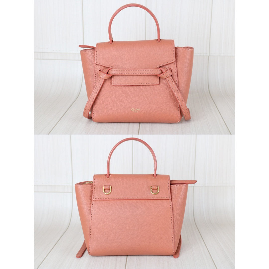 Very Good ( Rank A)｜CELINE Calf Leather Belt Pico Handbag Shoulder Bag Terracotta｜X25110603