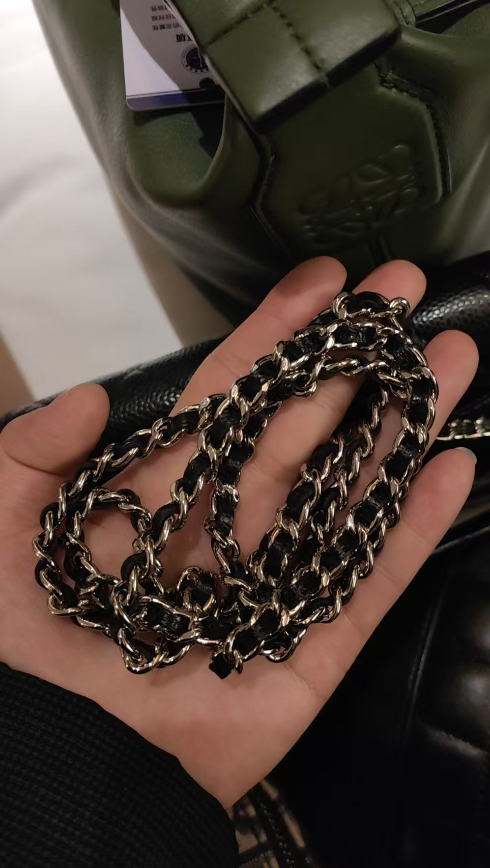 CHANEL Matelasse Caviar Skin Chain Wallet Black Silver Hardware Made in 2021-2022 Year