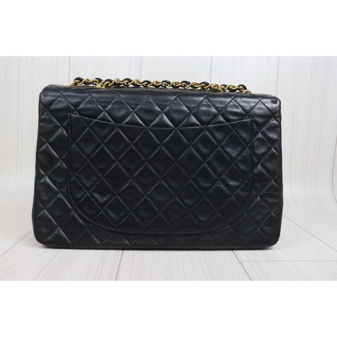 Include Entrupy Certificate of Authenticity｜Good ( Rank AB)｜ CHANEL Lamb Skin Matrasse Chain Single Flap34 Shoulder Bag Black Made in 1991-1994Year｜26091403