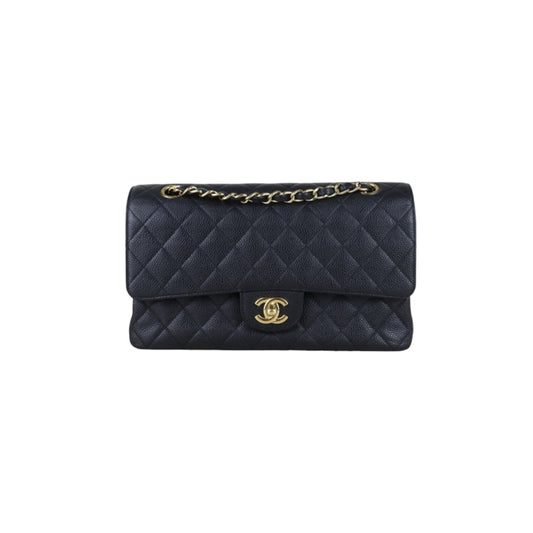 Include Entrupy Certificate of Authenticity｜Very Good ( Rank A)｜ CHANEL Caviar Skin Matrasse Chain Double Flap 25 Shoulder Bag Black Made In 2010-2011Year  ｜S26060202