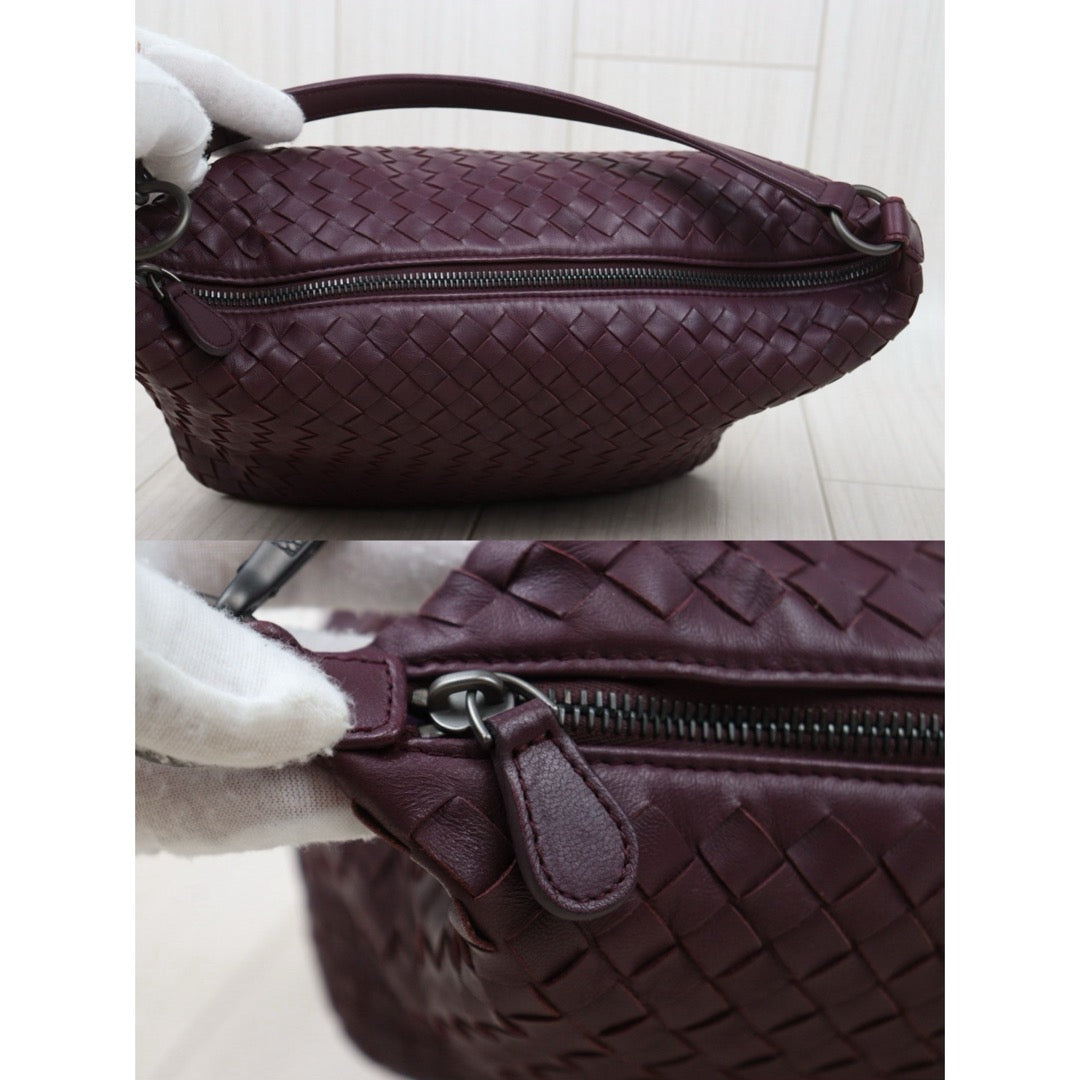 Very Good ( Rank A)｜ Bottega Veneta Lamb Skin  Braid Shoulder Bag Claret｜25062620