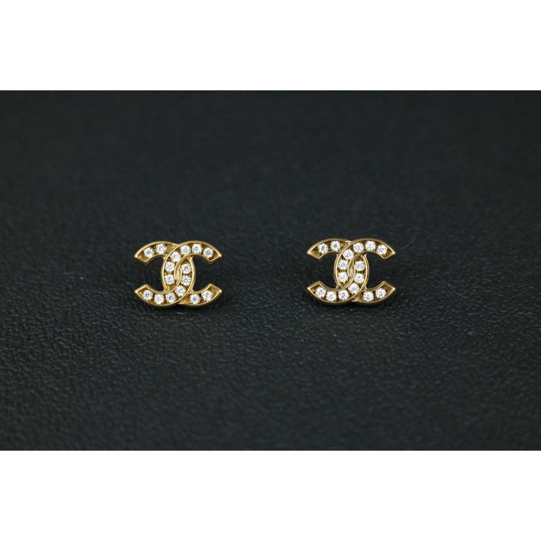 Include Authentic Detective Certificate of Authenticity｜Very Good ( Rank A) ｜CHANEL A21C COCO Mark Rhinestone Earrings Made In 2021 Year｜S26062503