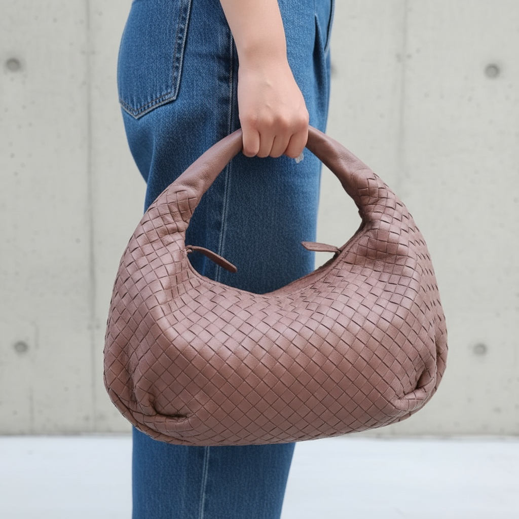 Include Entrupy Certificate of Authenticity｜Very Good ( Rank A)｜ Bottega Veneta Lamb Skin Braid Shoulder Bag Rose Cameo Brown｜S26032104