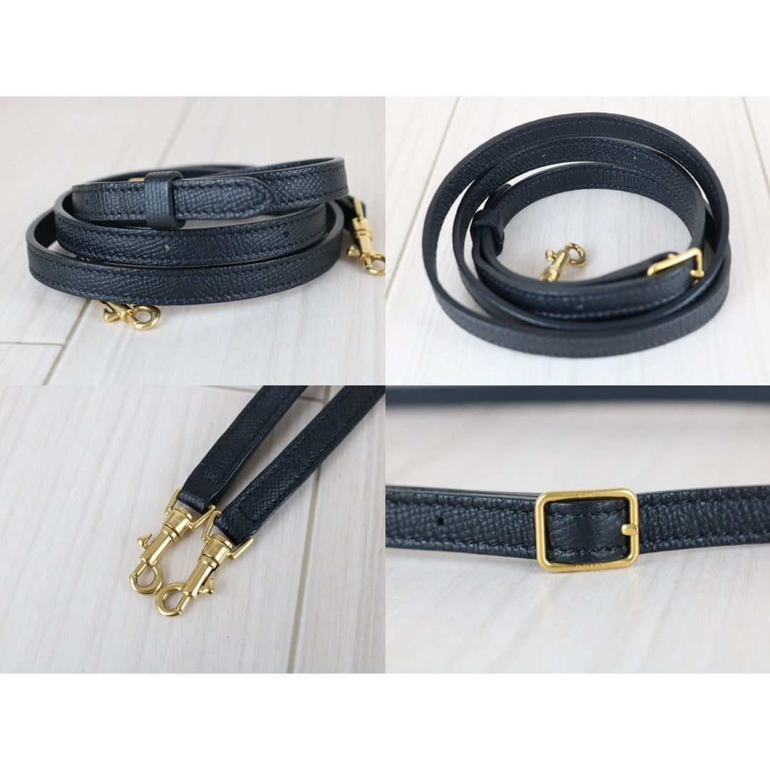 Good ( Rank AB)｜CELINE Calf Leather Belt Pico Handbag Shoulder Bag Black｜X25092807