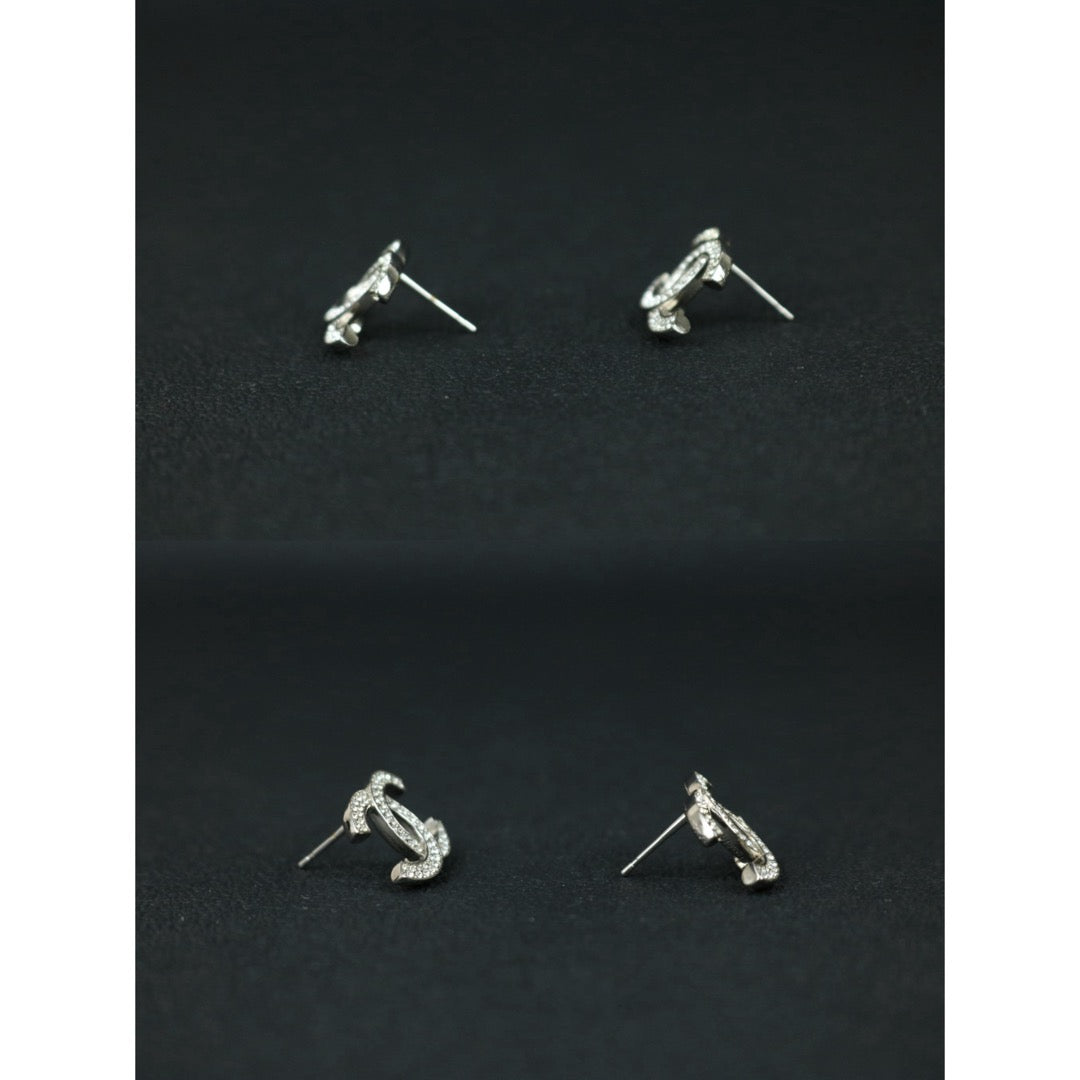 Include Authentic Detective Certificate of Authenticity｜Very Good ( Rank A) ｜CHANEL B20S COCO Mark  Rhinestone Earrings Made In 2020Year｜S26053003