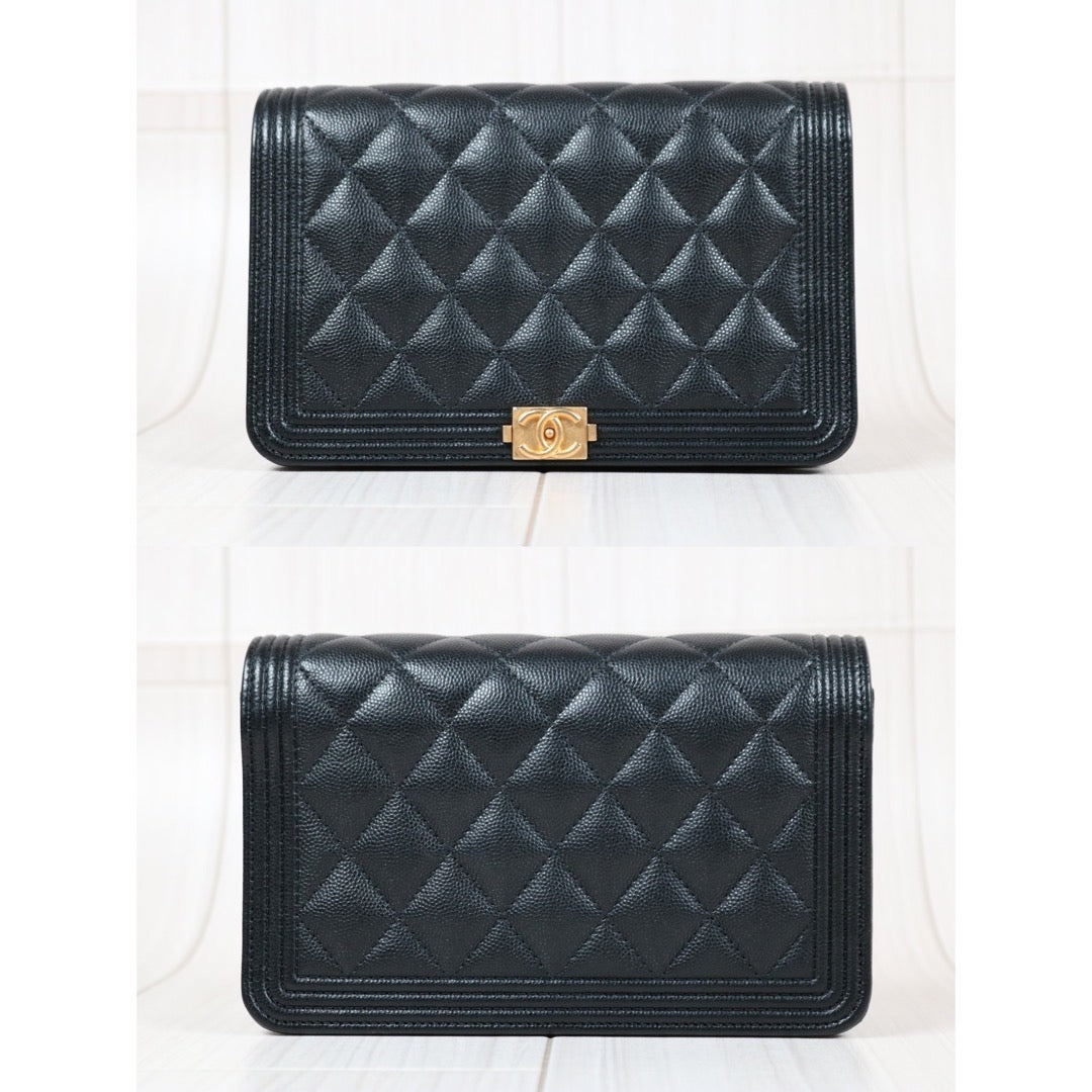 Very Good ( Rank A)｜CHANEL Leboy Caviar Skin Black WOC Shoulder Bag｜S24041703