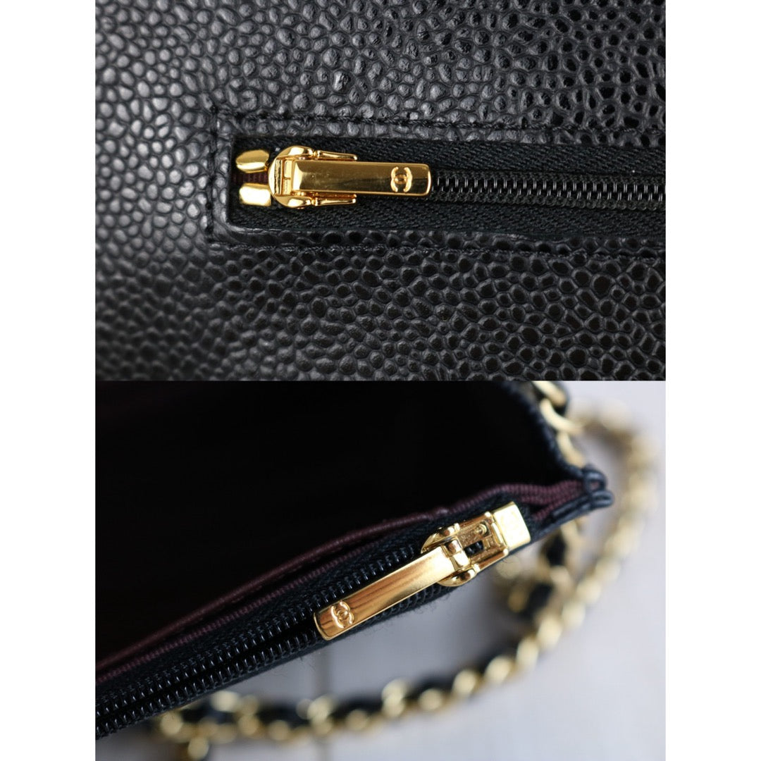 Very Good ( Rank A) ｜Full Set CHANEL Matrasse Chain Caviar Skin WOC19 Shoulder Bag Black Made In 2020Year ｜W25111203