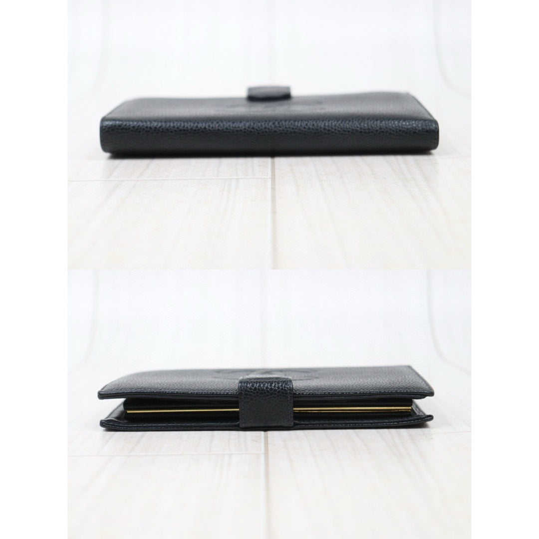 Good ( Rank AB)｜CHANEL Caviar Skin Black Long Wallet Made In 2000-2002 Year｜VT25030129
