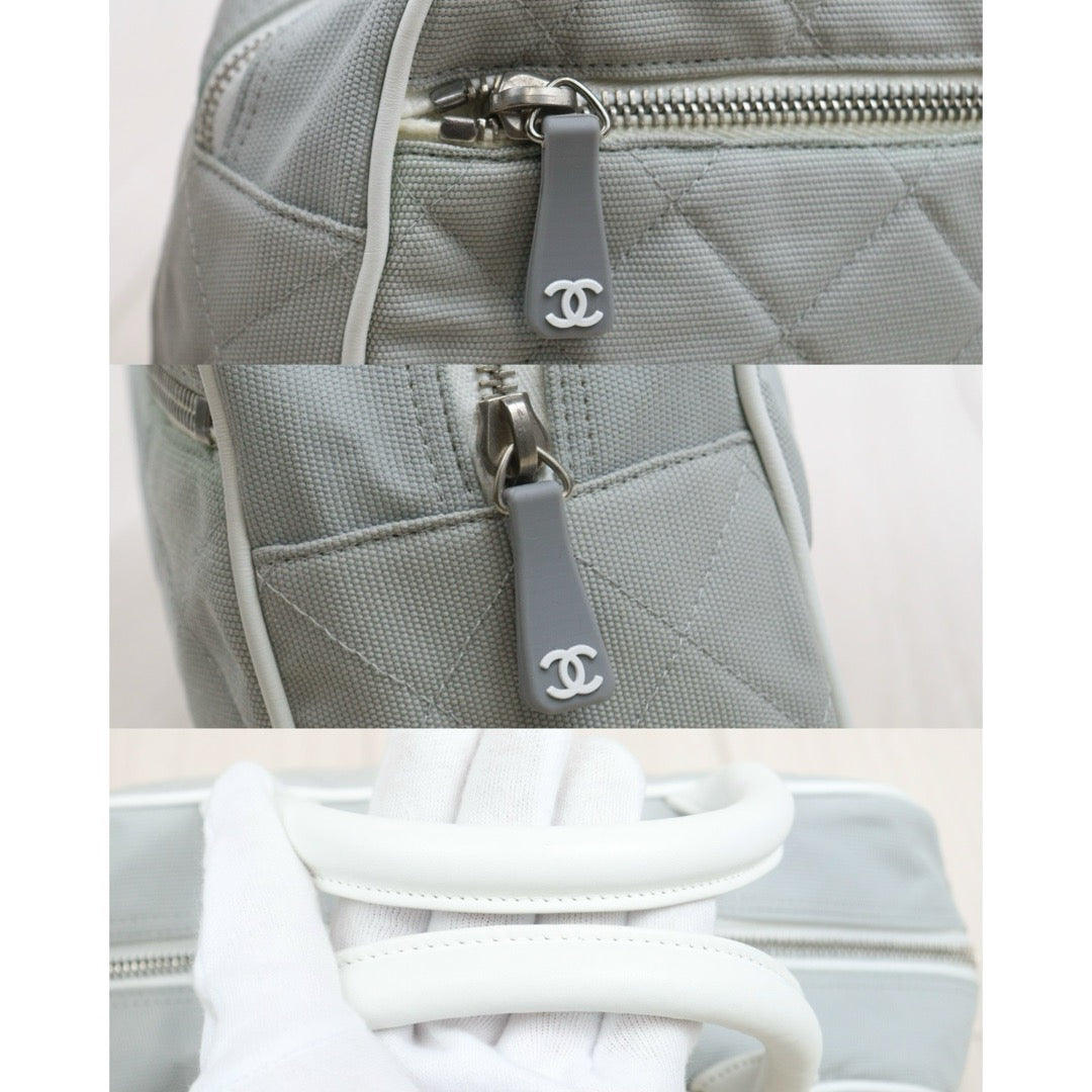 Include Entrupy Certificate of Authenticity｜Good ( Rank AB) ｜CHANEL Vintage Sports Line Quilted Canvas Bowling HanBag Made in 2000-2002 Year｜26082601
