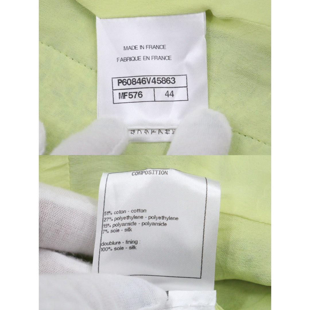 Very Good ( Rank A) ｜ CHANEL 19P Cotton Tweed Avocado Green Coat 44 size  ｜W25102108