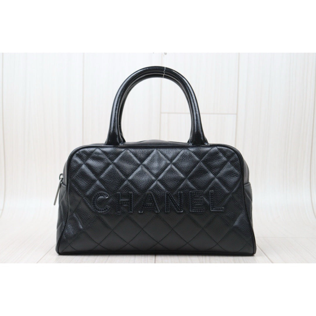 Very Good ( Rank A) ｜CHANEL Calf Skin Bowling Bag Hand Bag Made In 2000～2002Year｜P24092405