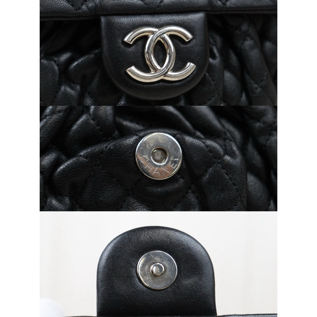 Very Good ( Rank AB)｜ CHANEL Calf Leather Chain Around Cloud Bag Shoulder Bag Black PM Made In 2012-2013Year｜L25111601