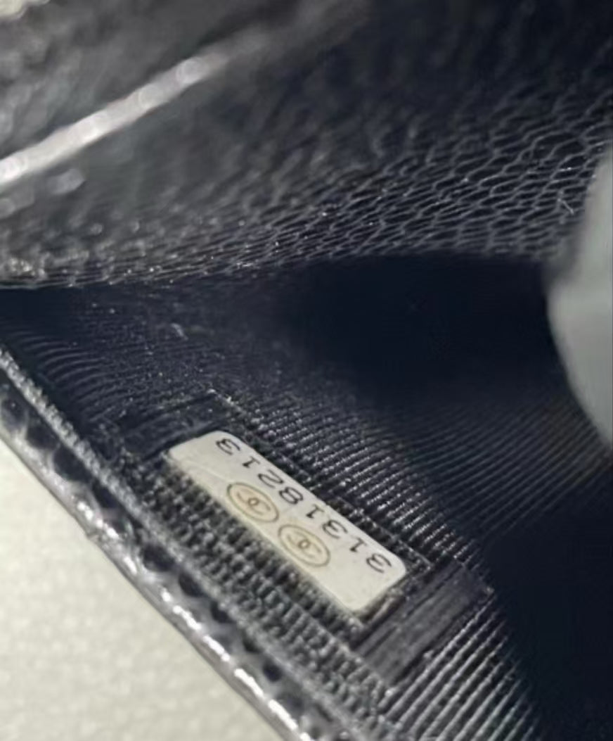 CHANEL Matelasse Caviar Skin Chain Wallet Black Silver Hardware Made in 2021-2022 Year