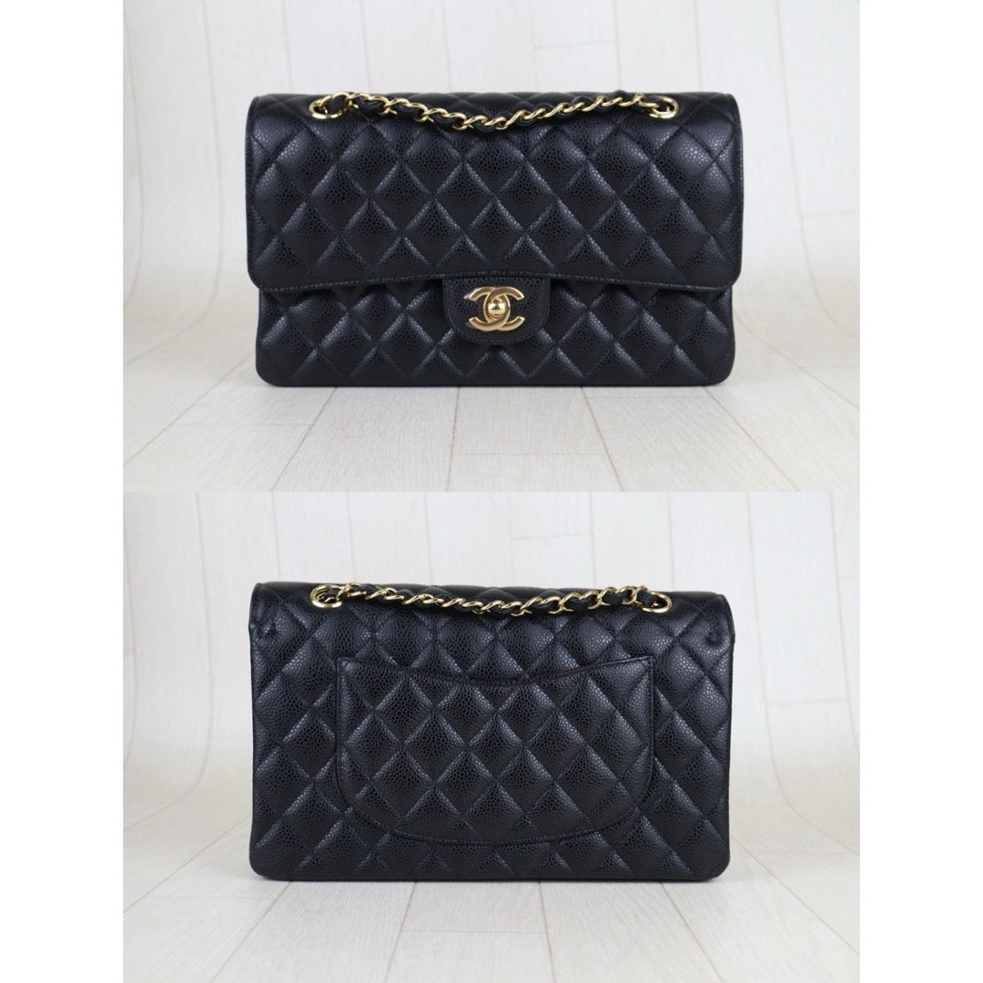 Excellent（Rank SA）｜ Full Set CHANEL Caviar Skin Matrasse Double Flap 25 Shoulder Bag Black Made In 2020-2021Year｜S25101102