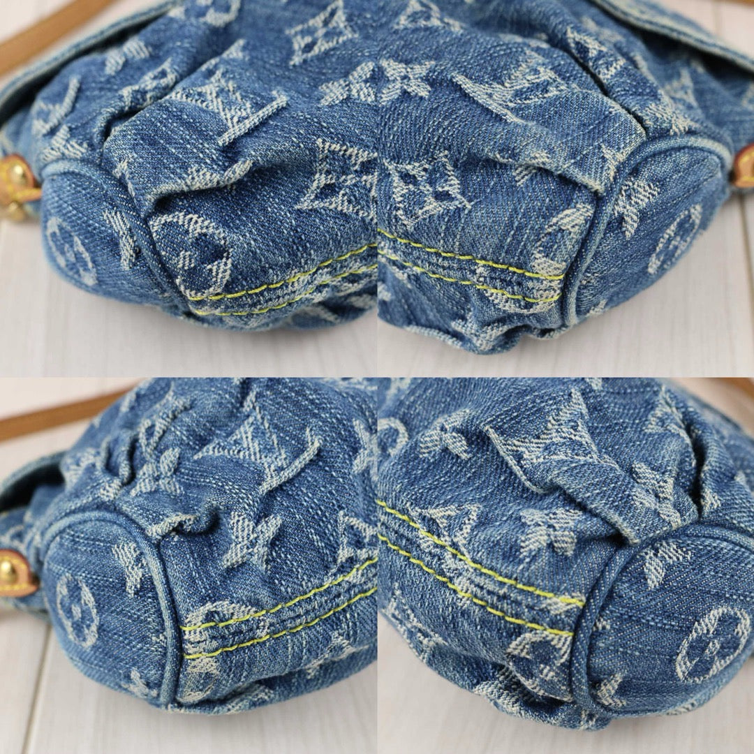 Include Entrupy Certificate of Authenticity｜Very Good ( Rank A) ｜ Louis Vuitton Monogram Denim Mini Pleaty Shoulder Bag Blue｜S26042505