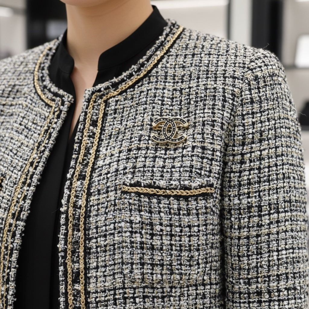 Include Authentic Detective Certificate of Authenticity｜Very Good ( Rank A)｜ CHANEL F22P Coco Mark Rhinestone Brooch Made In 2022Year ｜S26050707