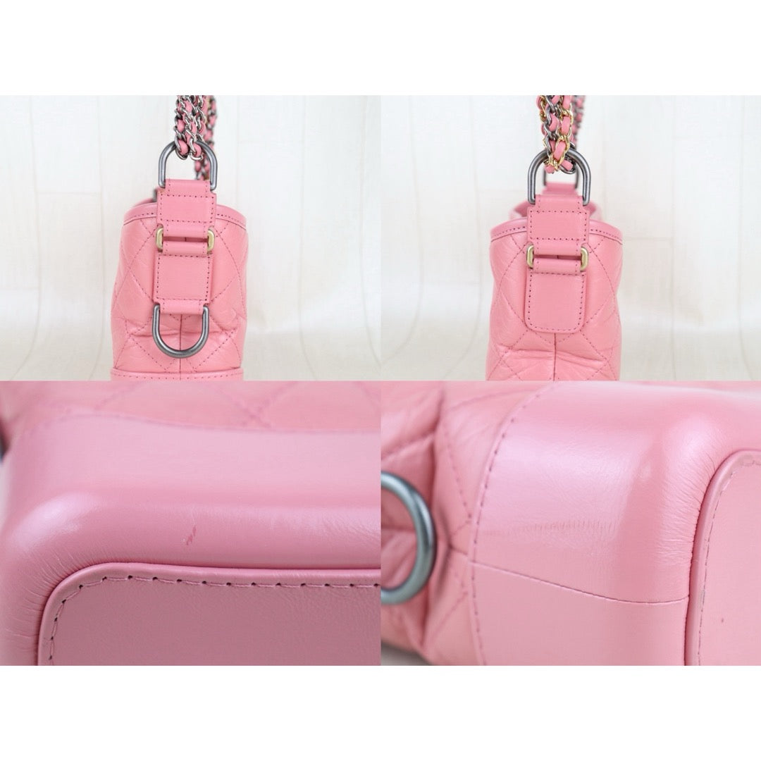 Very Good ( Rank A) ｜Full Set CHANEL PM Gabrielle Calf Leather Handbag Shoulder Bag Pink Made In 2020Year｜S25102805