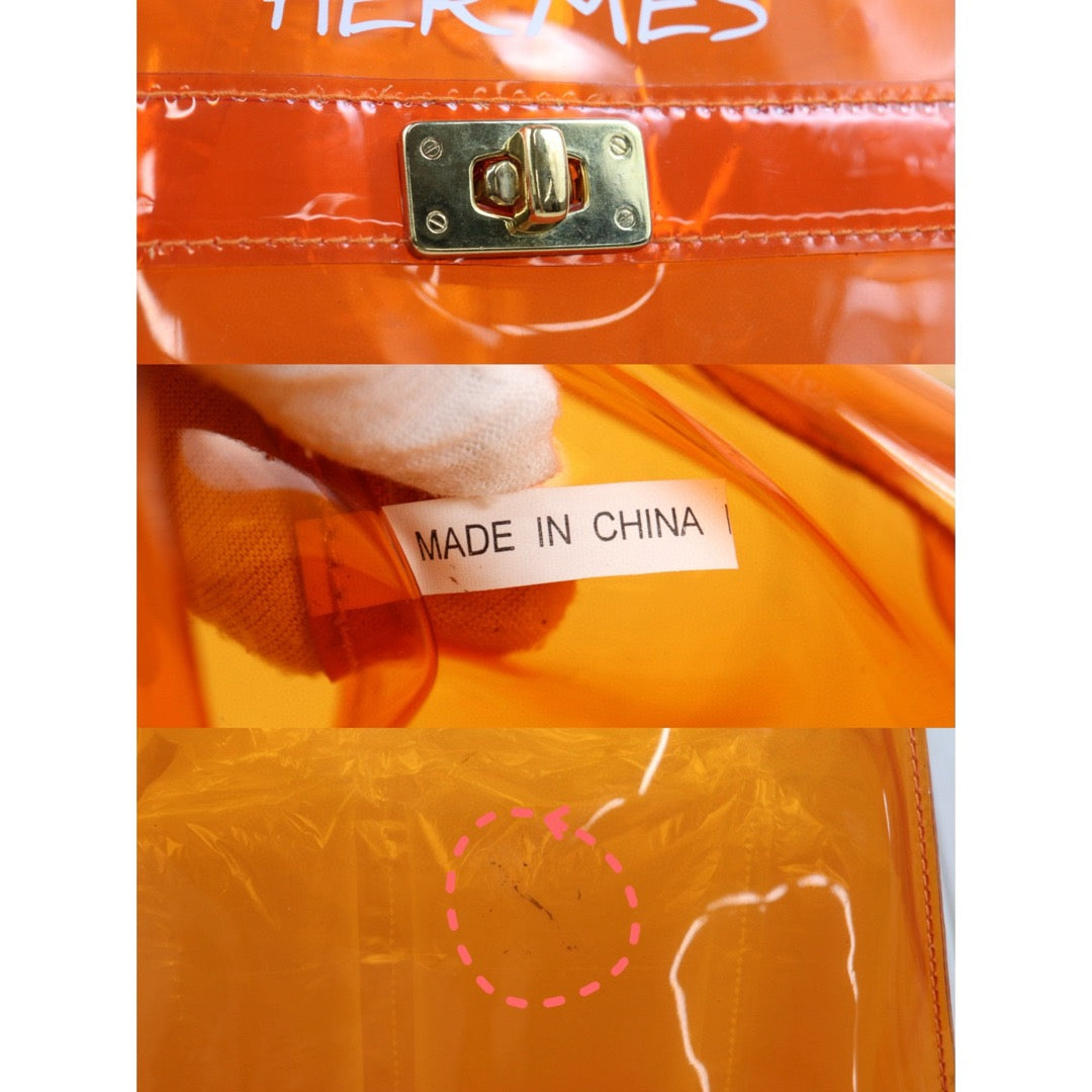Very Good ( Rank A)｜ HERMES Kelly 40 Orange Vinyl Handbag Limited edition｜25042107