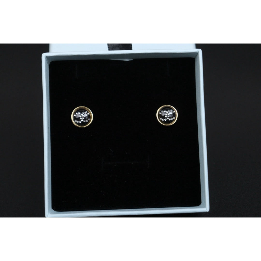 Include Authentic Detective Certificate of Authenticity｜Very Good ( Rank A) ｜CHANEL D20B COCO Mark Black Golden Rhinestone Earrings Made In 2020Year｜S26031027