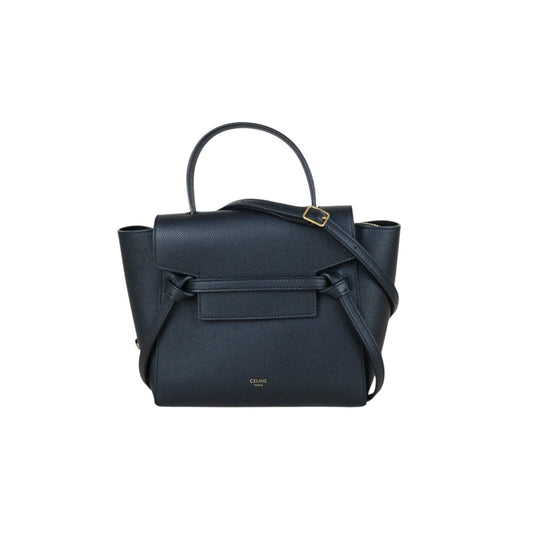 Good ( Rank AB)｜CELINE Calf Leather Belt Nano Handbag Shoulder Bag Black｜S25082510