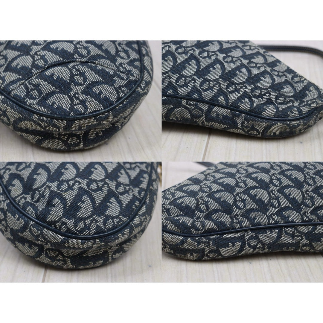 Good ( Rank AB) ｜ Dior Trotter Saddle Pochette Blue Shoulder Bag Small｜S25110433