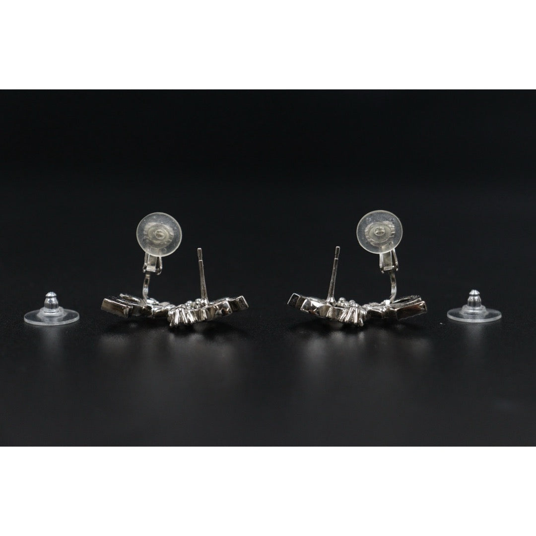 Very Good ( Rank A) ｜ CHANEL B23P Coco Mark  Rhinestone Silver Earrings Made In 2023Year ｜S25122401