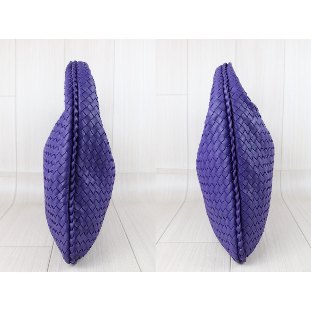 Include Entrupy Certificate of Authenticity｜Very Good ( Rank A)｜ Bottega Veneta Lamb Skin Braid Shoulder Bag Dark Purple｜S26041304