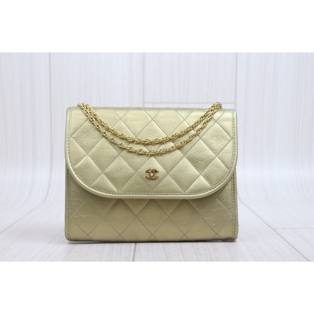 Include Entrupy Certificate of Authenticity｜Very Good ( Rank A)｜ CHANEL Matrasse Lambskin Chain  Bag Caviar Skin Gold  ｜26080622